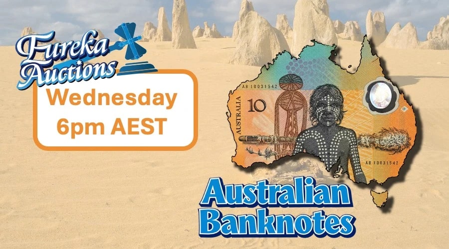 Eureka Auctions LIVE - Australian Banknotes! eBay : 6pm Wed 23rd Sep AEST