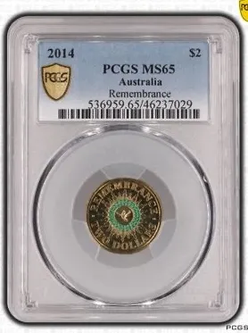 Lot 35 — 2014 $2 Remembrance Green Dove MS65