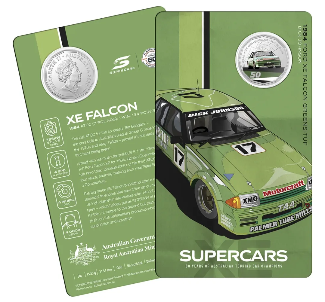 Lot 31 — 2020 Supercars - 1984 Ford XE 50c Carded Coin