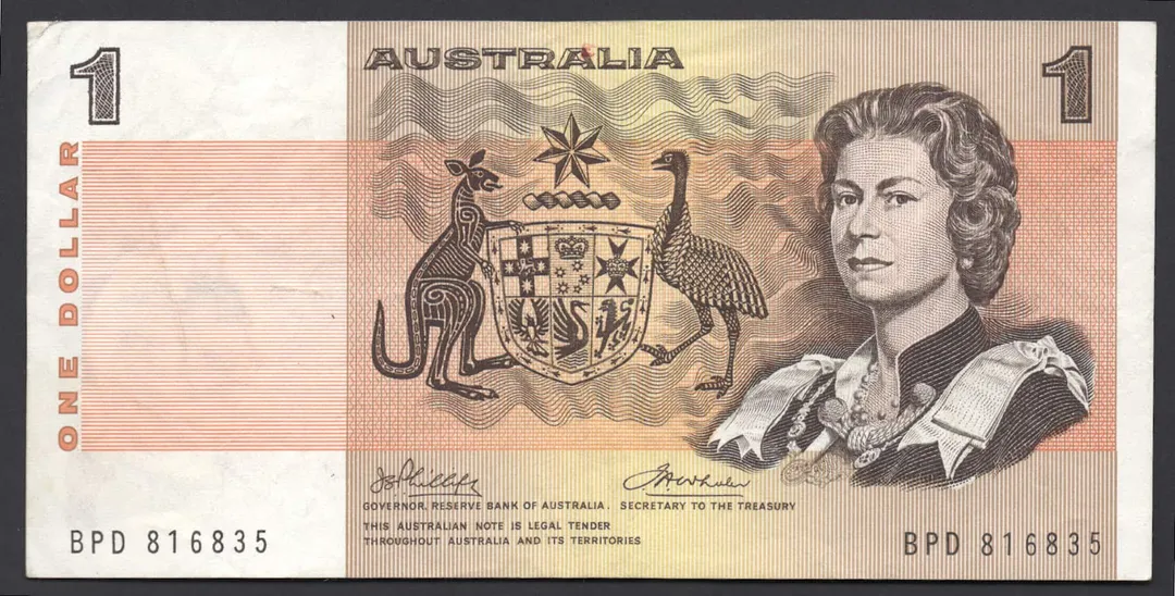 Lot 4 — 1974 $1 Phillips/Wheeler Australia General Prefix [BPD]