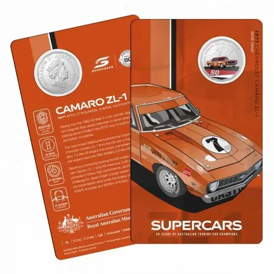 Lot 29 — 2020 Supercars - 1971 Chevrolet 50c Carded Coin