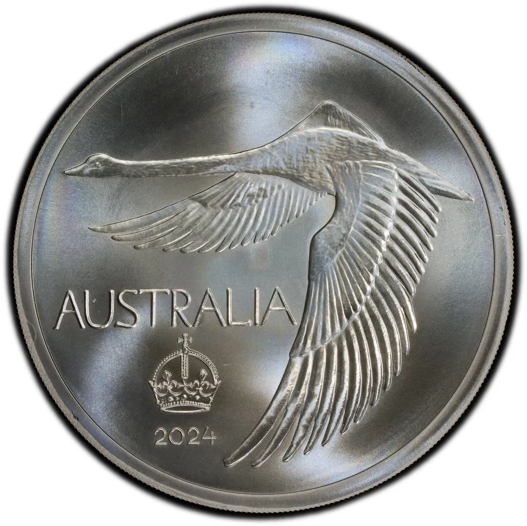 Lot 27 — 2024 Swan Pattern Dollar Medal (ACR 60th Silver Unc) MS69