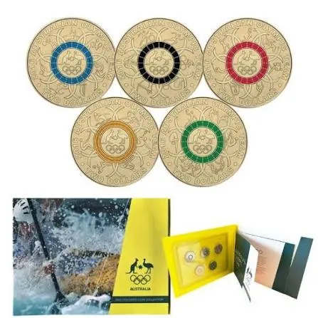Lot 19 — 2016 Olympic 5x $2 Coloured Coin Set