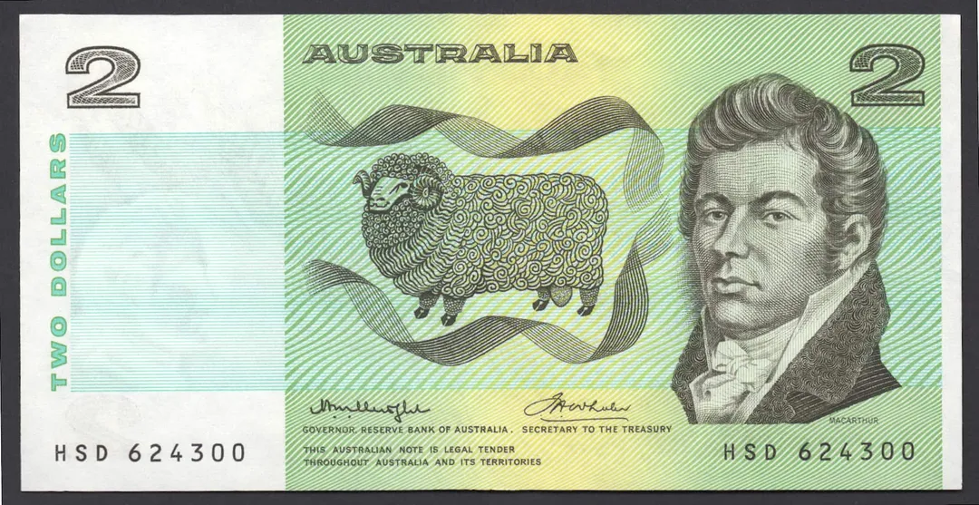 Lot 24 — 1976 $2 Knight/Wheeler OCRB Centre Thread General Prefix [HSD]