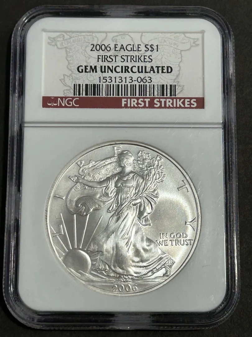 Lot 2 — 2006 USA 1 $1 American Silver Eagle (First Strikes) GEM UNCIRCULATED