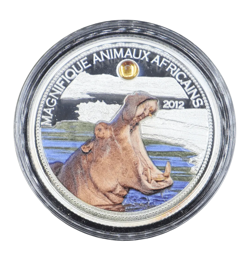 Lot 32 — 201 1000 France CFA Magnifique Animaux Africains - Hippopotamus .999 (20g silver)