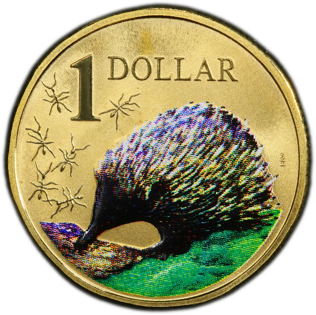 Lot 16 — 2008 $1 Land Series Echidna (Colorized) MS69