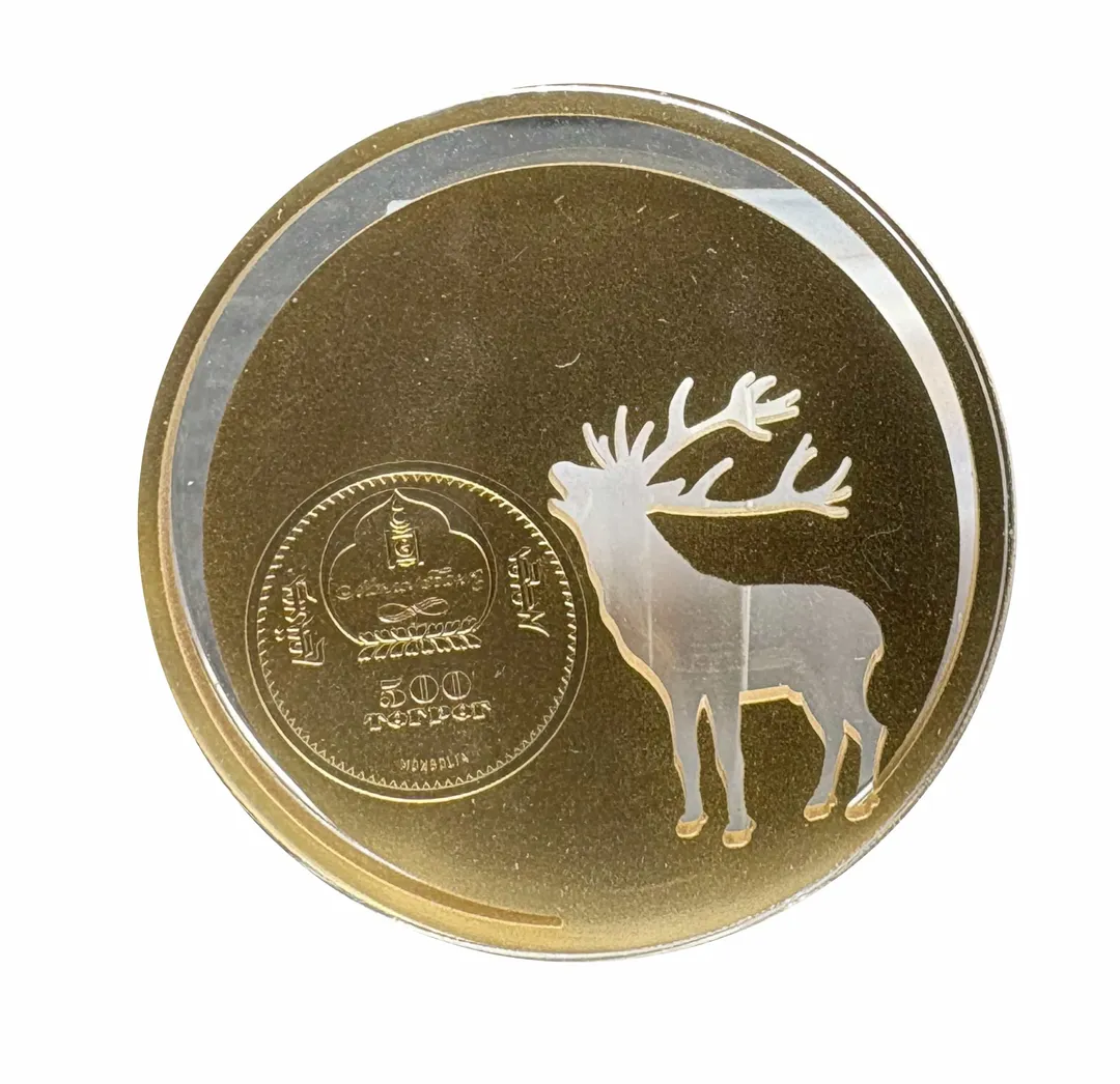 Lot 34 — 2017 Mongolia 1/2 oz Roaring Deer (Stag) .925 (14.38g silver) Proof