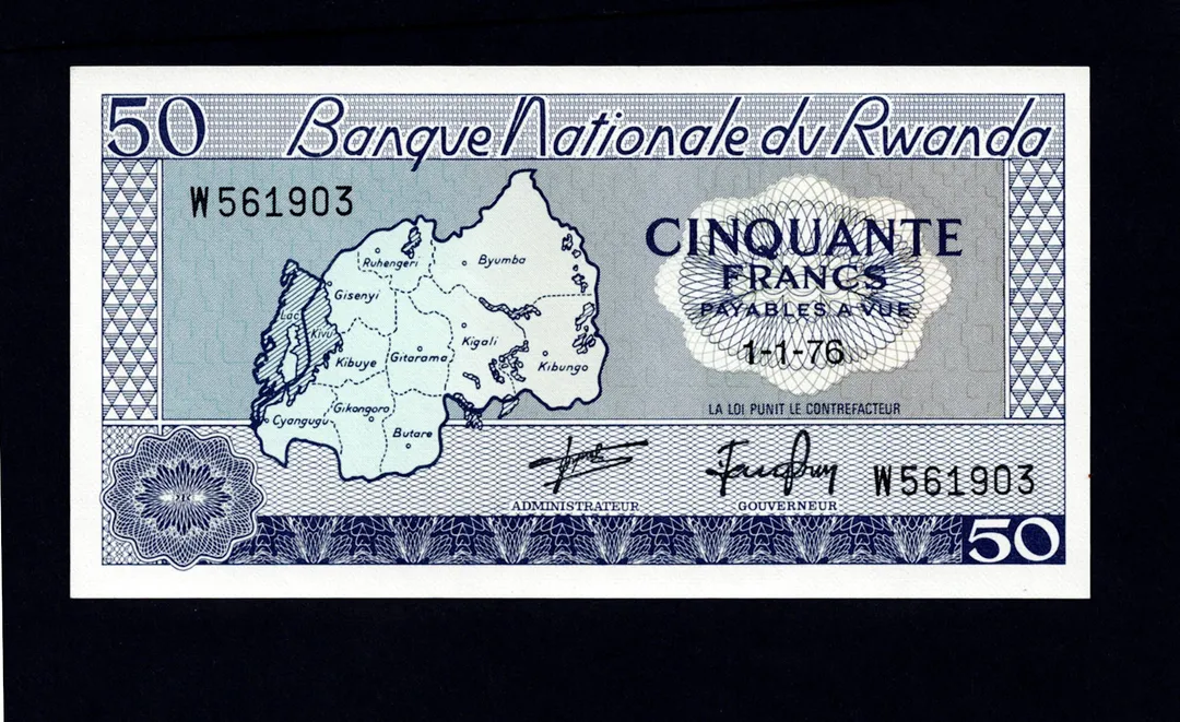 Lot 25 — National Bank of Rwanda 50 Francs Banknote