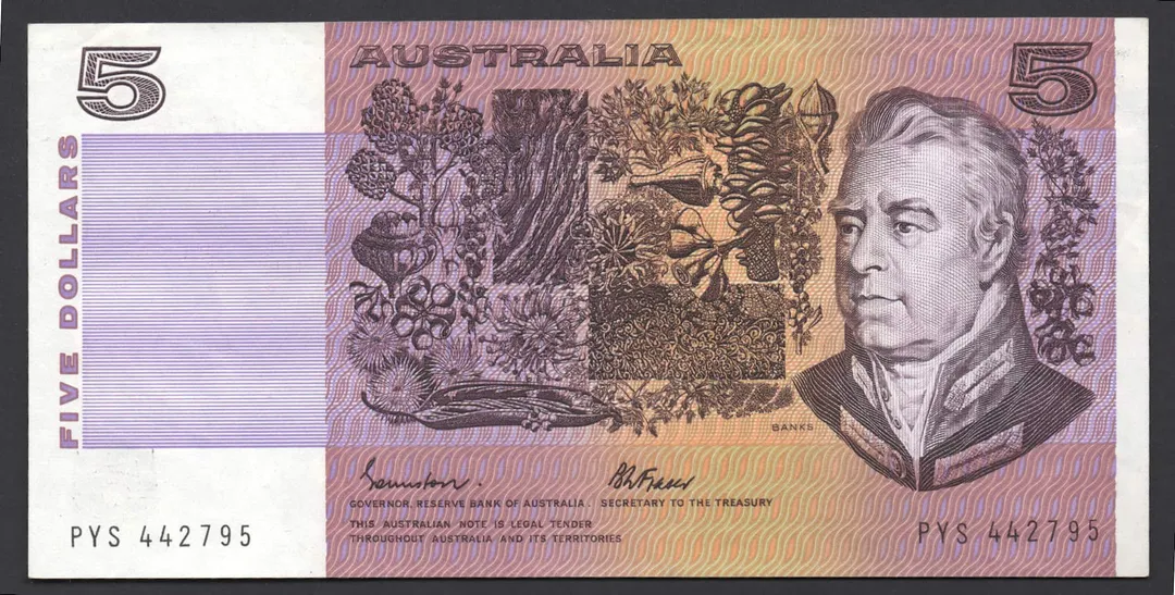 Lot 44 — 1985 $5 Johnston/Fraser Gothic General Prefix [PYS]