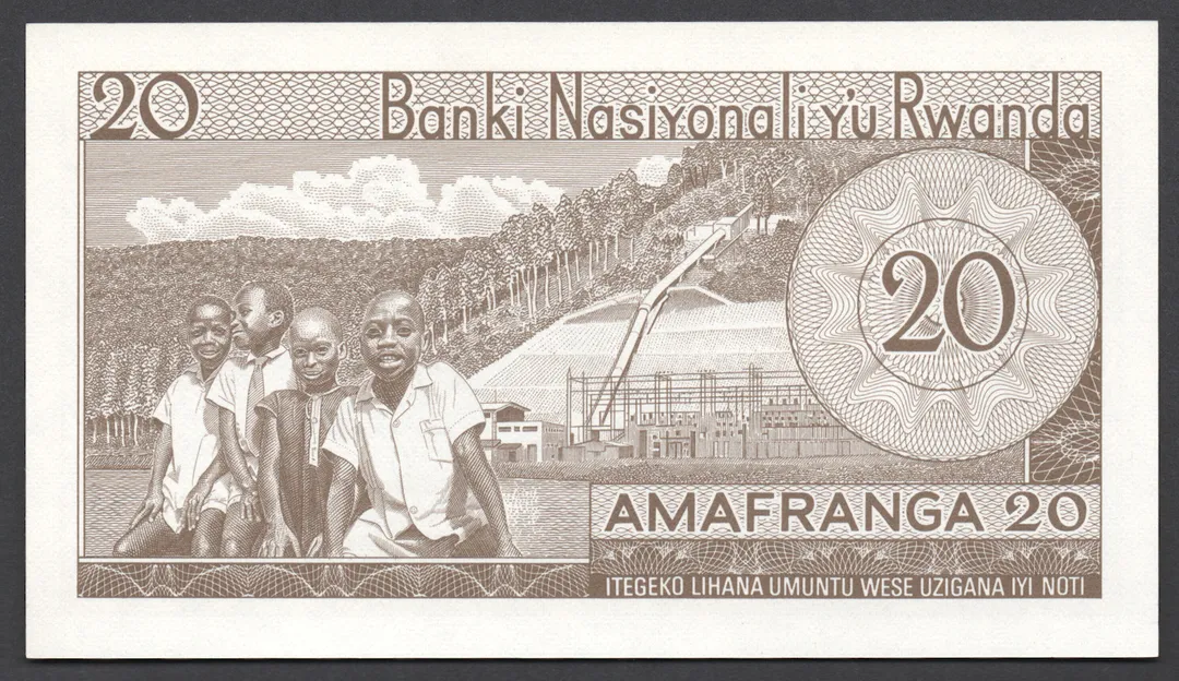 Lot 26 — National Bank of Rwanda 20 Francs Banknote