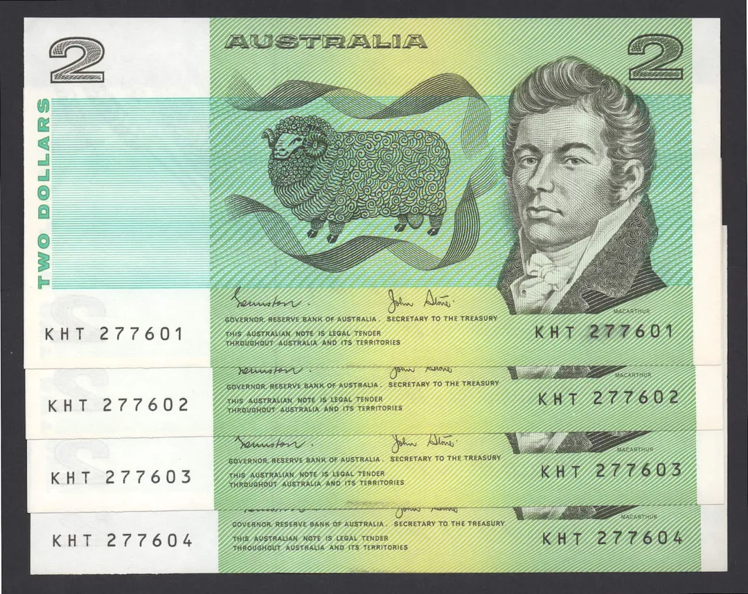 Lot 29 — 1983 $2 Johnston/Stone General Prefix Run of 4 [KHT]