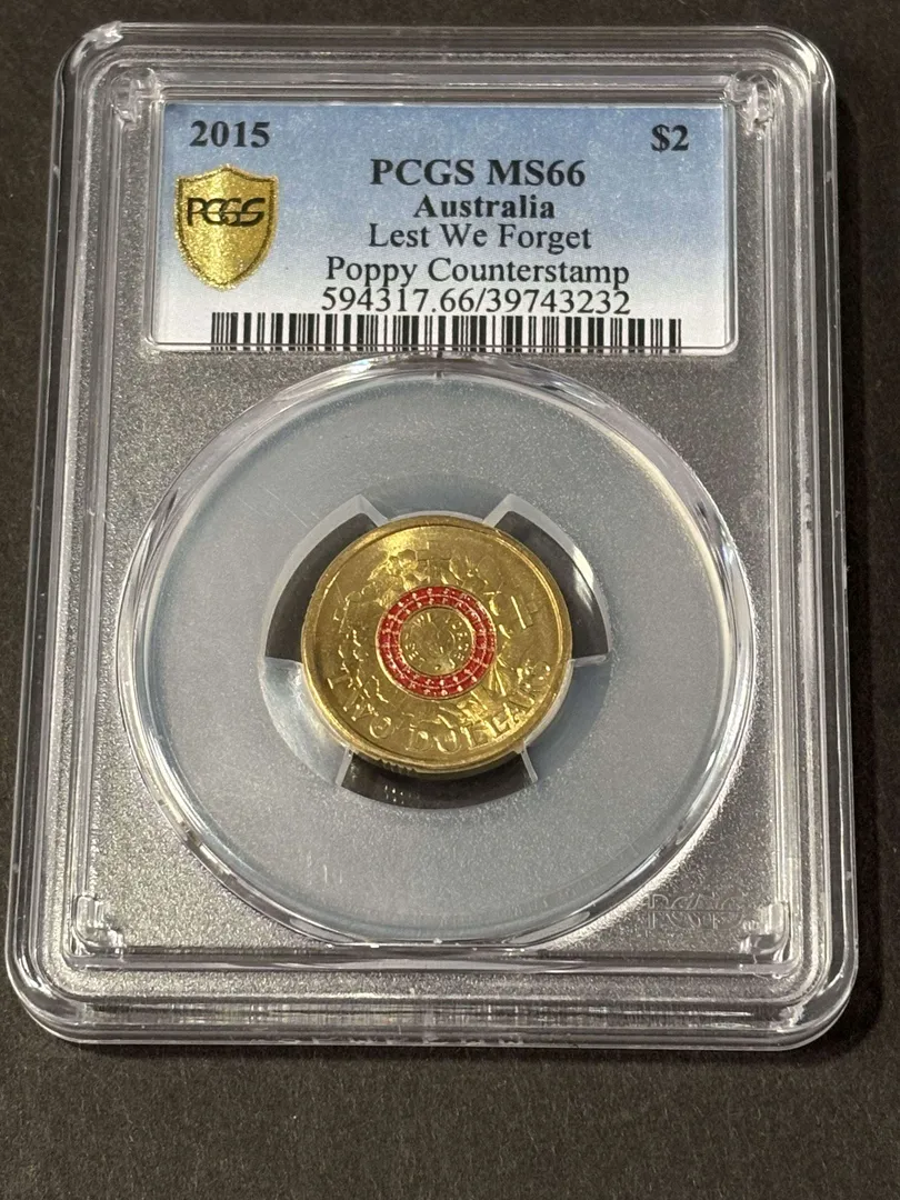 Lot 37 — 2015 $2 Lest We Forget / Poppy Counterstamp MS66