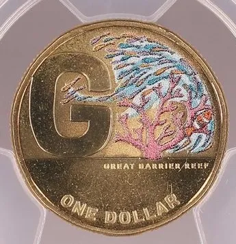 Lot 23 — 2021 $1 Great Aussie Coin Hunt 2 Great Barrier Reef Colorized MS68