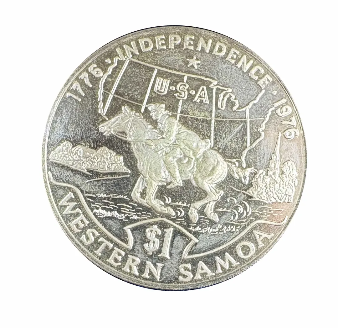 Lot 12 — 1976 1 Tala Western Samoa Independence Commemorative Silver Coin .925 (28.12g silver) Proof