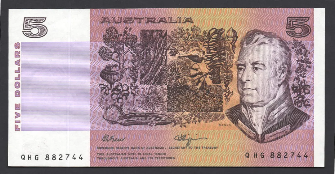 Lot 48 — 1990 $5 Fraser/Higgins General Prefix [QG ]